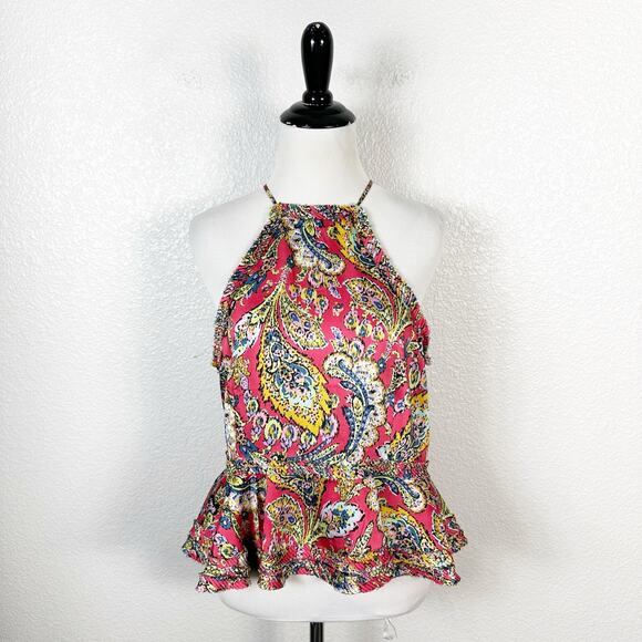 Cinq a Sept Womens Sofie Paisley Print Ruffle Hem Tank Top Size Small - Picture 2 of 10